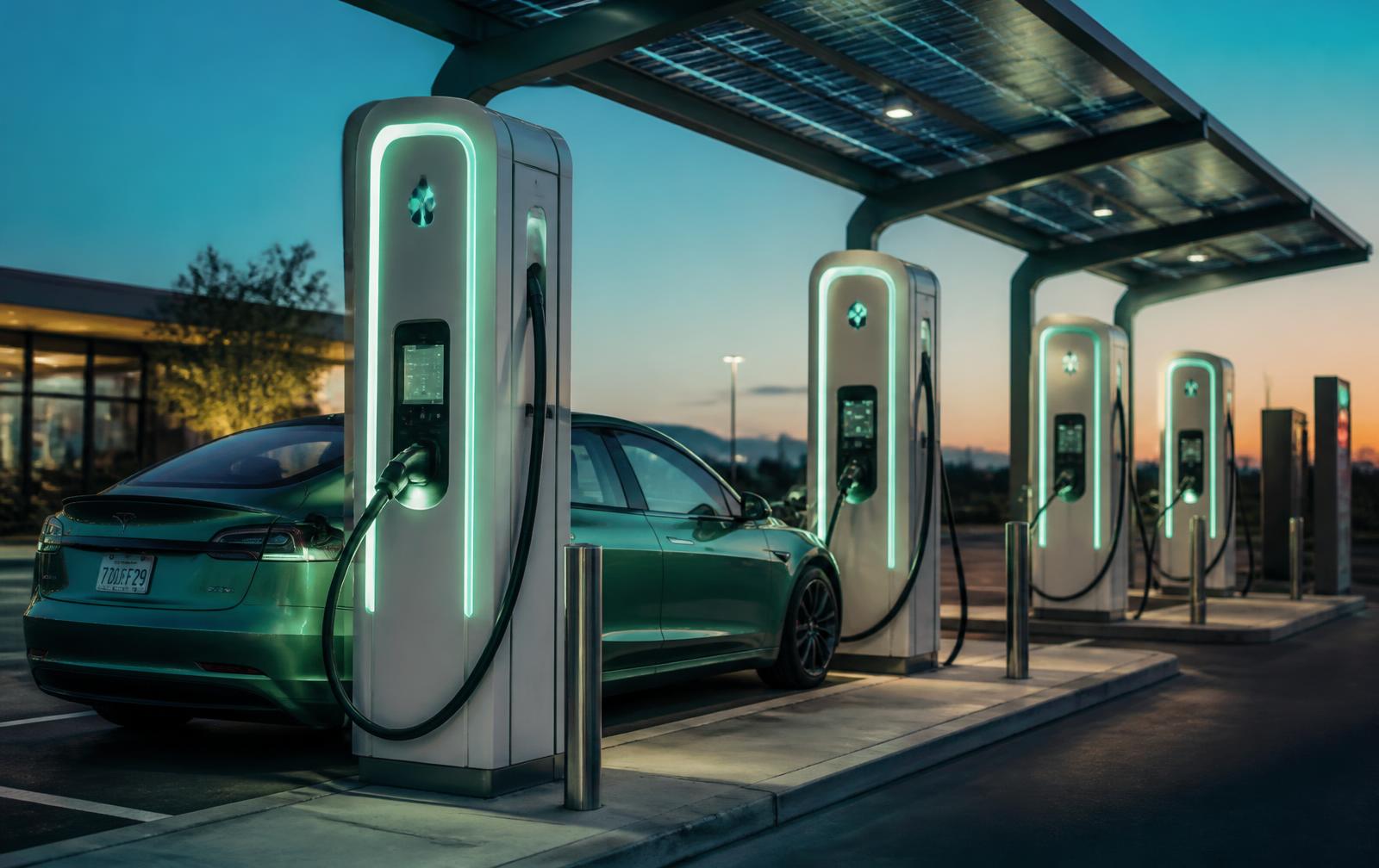 EV charging hub with solar canopy